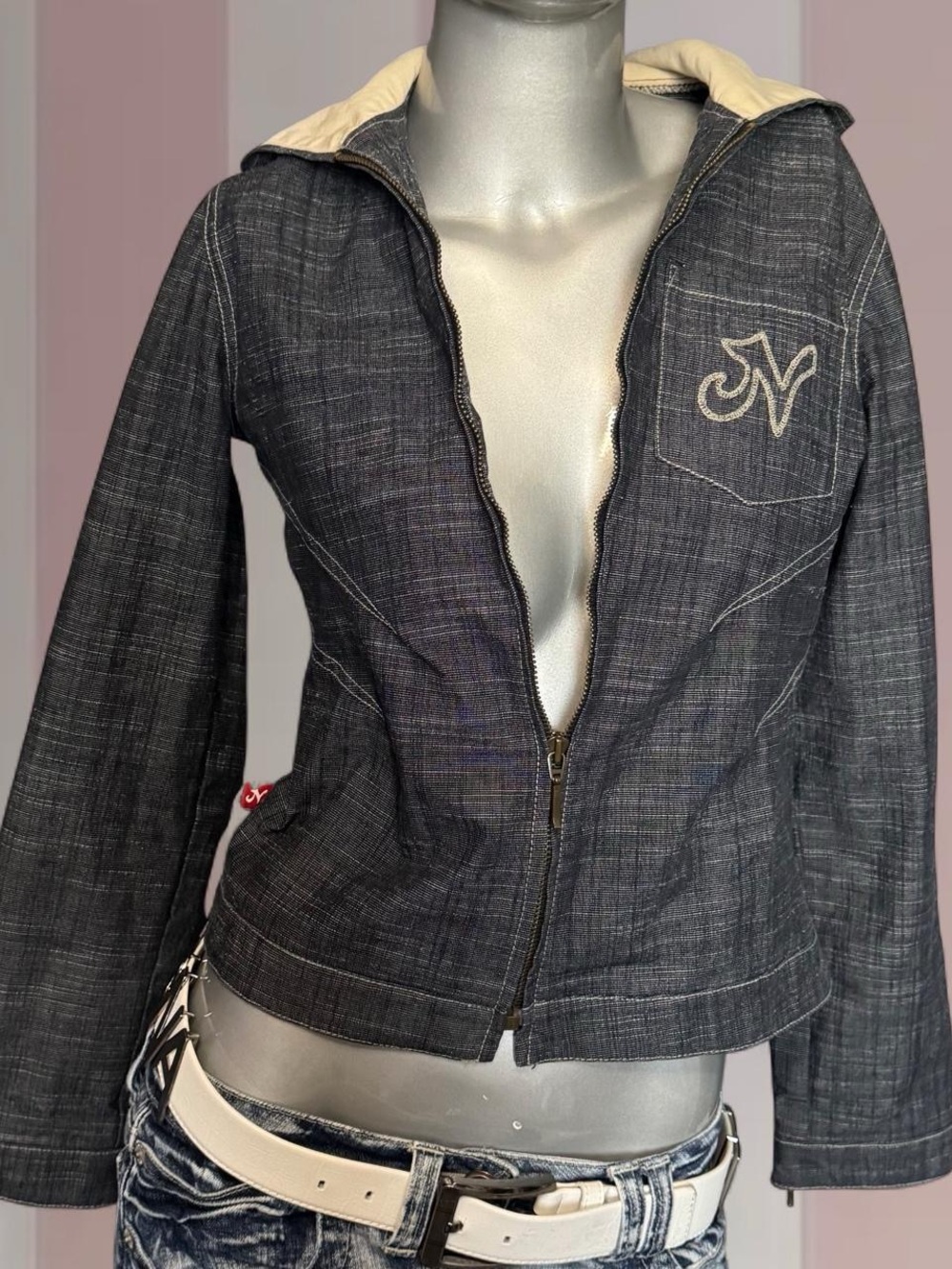 JNY Y2K Denim Jacket with Hood